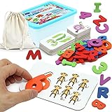 ZaxiDeel ABC Buchstaben und Zahlen Alphabet Karteikarten aus Holzblöcke, Frühpädagogisches Spielzeug und Fremdsprachliche Erziehung