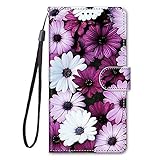 Miagon Full Body Flip PU Leder Schutzhülle für Samsung Galaxy A42,Bunt Muster Hülle Brieftasche Case Cover Ständer mit Kartenfächer,Lila B