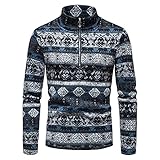 Qienjn Strickpullover Herren Karierter Mode Stehkragen Reißverschluss Pullover Britischer Stil Herbst und Winter Neue Urlaub Casual Gentleman H