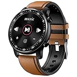 Bluetooth MT1 IP67 Waterproof Music Smart Watch Herren Vollbild mit Blutdruck und Herzfrequenzüberwachung für iOS Android Smart Watch,B