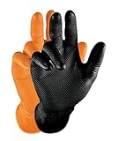 Grippaz Nitril-Handscuhe (50 Stück) latexfreie Arbeitshandschuhe extrem robust&reißfest, Orange, XL