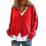 Damen Herbst Strickjacke Kaschmir Wolle Langarm Mode Damen Pullover Damen Knopf Strickjacke Faux Pullover Jacke Damen Strickjacke Pullover Knopf V-Ausschnitt Stricklose Jacke Damenmode-Ob