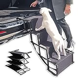 MatoSan® Hundetreppe | Gelenkschonende Autorampe | Hochwertige Faltbare Klapprampe mit Stufen für Hund & Katze | Tragbare Hundeleiter Einstiegs-Hilfe Auto-Kofferraum & B