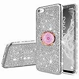 Nadoli Metall Ständer Hülle für iPhone SE 2020,Glitzer Diamant Ultra Dünn Weiche Silikon TPU Schutzhülle mit 360 Grad Kreativ Astrolabium Ring S