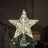 Toyvian Weihnachtsbaum Topper Stern, Weihnachtsdekorationen Beleuchtet Draht Weihnachtsbaum Stern für Weihnachtsbaum Ornament (12 Zoll, Golden)