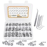 VIGRUE 920 Stück Edelstahl Hex flach-Knopf Schraube Set, M3 M4 M5 M6 Schrauben Muttern und Unterlegscheiben Sortiment Kit mit Aufbewahrung flach Fall Box + Schraubenschlü