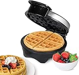 Waffeleisen 1000W, Waffeleisen Belgische Waffel Rund Waffle Maker, Elektrischer Waffelautomat Edelstahl, Einstellbare Temperaturkontrolle, Tiefe Rillen, Antihaftbeschichtung, Anzeig