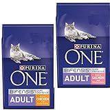 Purina ONE Trockenfutter für ausgewachsene Katzen, Set aus Lachs und Vollkorn- und Huhn-Vollkorn-G