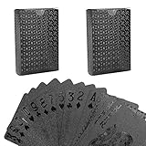 Poker Karten, 2PCS Schwarz Goldfolie Wasserfeste Kunststoff Spielkarten, Spielkarten Kartendecks, Poker Kartenspiel, Playing Cards, Familie Party Spiele Geschenkkarten, Werkzeuge für Poker Vergnüg