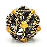 World of Dice - Fafnir W20 - 20-seitiger Würfel aus Metall, mit Drache im Inneren, ideal für Dungeons and Dragons (D&D), Das Schwarze Auge (DSA), und viele mehr, D20