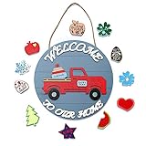 HPGZ Haustürschild, Holzhaustür-Willkommenskarte, Weihnachtshaus-Fensterdekorations-Auflistung,B