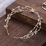lvsenlin Vintage Braut Handgemachte Gold Perle Stirnband Blume Kopfschmuck Braut Mädchen Tiara Hochzeit Haarschmuck Frauen Haarschmuck