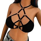 Spitzen BH Bralette Gepolstert für Damen Sexy Aushöhlen Elastischer Käfig-BH-Verband Riemchen-Halter-BH Bustier-Oberteil Valentinstag Erotik Babydoll Negligee Pyj