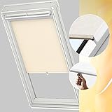 Original Velux Sichtschutzrollo, Rollo mit Haltekrallen für GGL / GHL / GTL / GPL M04, M06, M08, M10, MK04, MK06, MK08, MK10, 304, 306, 308, 310 und GGU / GHU / GTU / GPU M04, M06, M08, M10, MK04, MK06, MK08, MK10 / Stofffarbe 1086 / Uni Beige // RHL MK00 1086