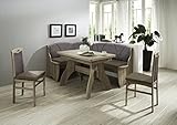 Beauty.Scouts Eckbankgruppe 'Meran' Essgruppe 172 x 132 x 89 Tisch 2 Stühle modern Sonoma Eiche Sitz Kunstleder braun Eckbank Küchentisch 4-teilig Landhaus Kü