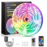 Led Strip 7.5m Rgb Led Streifen,Voneta Bluetooth Led Lichterkette 7.5m mit Steuerbar Via App,16 Mio. Farben, Fernbedienung LED Band,Sync mit Musik ,für die Party,Schlafzimmer,Küche,Weihnachten Dek