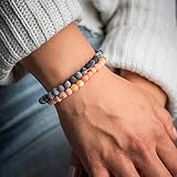 Made by Nami Chakra Yoga Armband 2er Set Damen & Herren - 6mm Perlen-Armband aus dem Zen-Buddhismus für Familie und Freunde - Tantrische-Schutzwirkung, Glücksbringer, Talisman (Schwarz & Orange)