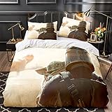 MXXQQ Baby Yoda Duvet Cover Quilt-Weiche Und Atmungsaktive Stoff Doppel-Bett-Bettdecke, 3D-Sternkriegs-Muster-Unterstützung Bloße Schlaf Mit Kissenbezug-Set 3 Stück,260 * 220