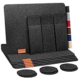 Le cielci® Tischset Filz Anthrazit | 18er Set - 6 Platzsets, Glasuntersetzer, Bestecktaschen | rutschfest Abwaschbar Tischsets | Filzmatte Platzdeckchen abwischbar | Platzset für Zuhause R