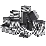 DIMJ 12 Stück Aufbewahrungsbox, Schublade Organizer für Socken, Unterwäsche, Faltbar Aufbewahrungskisten aus Stoff für Schrank, Tische, Schubladen Ordnungssystem (Grau)