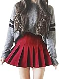 Xiaoqiao Damen Mädchen kurzer Rock mit hoher Taille, plissiert, für Skater und Tennis, Schule Gr. 36,