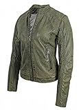 David Moore - Damen Lederjacke Kurzjacke Lammnappa Khaki Größe 44