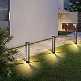 ACMHNC 15W LED Außen Sockelleuchte Mit Bewegungsmelder,Wasserdicht Outdoor Pollerleuchte Anthrazit Wegeleuchte, Aluminium Gartenlampe Schwarzer Sockellampe Warmweiß Garten Terrasse Beleuchtung,80