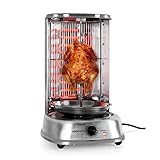oneConcept Kebap Master - Dönergrill, Hähnchengrill, Gyrosgrill, Vertikalgrill, Drehgrill mit Drehspieß, Elektro-/ Tischgrill für zu hause, max. Leistung: 1800 W, 360° Hitzeverteilung, silb