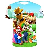 T-Shirts Super Mario Bros Anime Kurzarm Bedruckt Unisex Herren T-Shirt Casual Farbe 2 Hellblau X