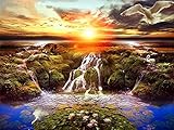 Voller Quadrat / Rundbohrer 5D DIY Diamant Malerei Wasserfall Mosaik Stickerei Kreuzstich Landschaft Strass Bilder A2 40x50