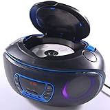 Tragbarer CD-Player Boombox, Bluetooth | FM-Radio | USB | MP3-Wiedergabe | Kompatibel mit CD-R/CD-RW,2 x 2Watt RMS,Radio CD-Play