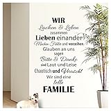 Wandaro Wandtattoo Spruch Wir sind eine tolle Familie I Schwarz 58 x 90cm I Flur Wohnzimmer Aufkleber Selbstklebend Wandaufkleber Wandsticker Wandtatoos W3301