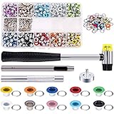 Ösen Set, Queta 500 Stück Ösenzange Metallösen 5mm Grommet Werkzeug Kit mit Locheisen Planenösen Installation Werkzeuge für Schuhe Leder Taschen Kleidung DIY Handwerk