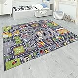 Paco Home Teppich Kinderzimmer Grau Kinderteppich Spielteppich Straßenteppich Mädchen Jungs, Grösse:80x150 cm, Farbe:Grau 2