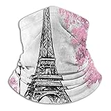 Fleece Halswärmer Schal Eiffelturm rosa Bäume Gemälde verstellbar Winter Ski Gesichtsmaske Halstücher Bandanas für Herren Damen Laufen Skifahren Sp