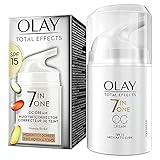 Olay Total Effects 7-in-1 CC Feuchtigkeitscreme Mit LSF 15 Für Frauen, Mittlere Bis Dunkle Hauttypen 50ml, Tagescreme mit Vitamin E, B3 & B5, Gesichtscreme Damen (Verpackung kann variieren)