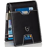 Kronenschein® Geldbörse Herren mit Geldklammer Geldbeutel Männer Portemonnaie klein Geldtasche RFID Brieftasche Portmonaise Slim Wallet Portmonee Kreditkartenetui Geldclip Kartenetui (Schwarz)