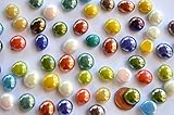 Bazare Masud e.K. 70g Mini Glasnuggets 10-12mm Muggelsteine ca. 50 Stück Glassteine Dekosteine (Bunt opak irisierend)