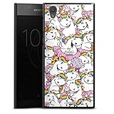 DeinDesign Hard Case kompatibel mit Sony Xperia L1 Schutzhülle schwarz Smartphone Backcover Einhorn Pummeleinhorn F