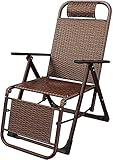 KAUTO Patio Rattan Klappstuhl, Outdoor Wicker Tragbarer Campingstuhl mit verbreiterter Armlehne, Faltbarer Schwerelosigkeitsstuhl für Garten Balkon Outdoor & I