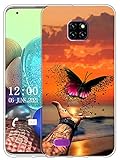 Sunrive Kompatibel mit Ulefone Note 7 (2019) Hülle Silikon, Transparent Handyhülle Schutzhülle Etui Case (X Schmetterling)+Gratis Universal Eingabestift MEHRWEG