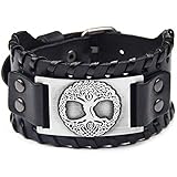 Baum des Lebens Stil Herren Leather Armband, Wikinger Totem Vintage Armband, breites Lederarmband, geflochtenes Armband, einstellbares Leder Genuine Leather-1