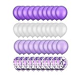 Gxhong 60 Stück Luftballons Lila Weiß Ballons mit Lila Konfetti Luftballons, 12 Zoll Helium Ballons für Deko Taufe Mädchen Geburtstag Hochzeit (Lila Weiß)