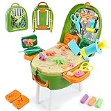 Dinosaurier Spielzeug Kinder Knete Set mit Dinosaurier Figuren Knetwerkzeug Knete Zubehör werkbank Kind Werkzeugkoffer Kind Lernspiele Geschenke für Mädchen Jungen Kinderspielzeug ab 3 J