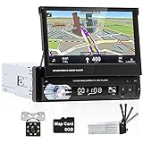 Hikity 1 Din Autoradio mit Navi GPS Freisprecheinrichtung Für Auto Bluetooth mit Bildschirm 7' HD Touchscreen MP5-Player mit FM USB SD AUX-IN + Rückfahrkamera + Map