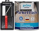 prinzcolor Premium Parkettlack Parkettsiegel Klarlack Farblos Set Farblos - Seidenglänzend 0,75