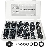 GZLCEU 280 Stück M3/M5/M6/M8/M10/M12/M16/M18 Gummi Tüllen Sortiment Kit,Elektrischer Leiter Dichtungsring Gummitülle Kabeldurchführung Satz für Draht, Stecker und Kab