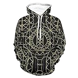 Unisex Wikinger Runen Hoodies Bequemer Dicker Stoff Hoodies mit Taschen, weiß, XXL
