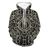 Unisex Wikinger Runen Hoodies Bequemer Dicker Stoff Hoodies mit Taschen, weiß, XXL