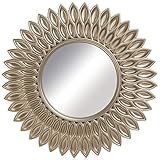 HUAXUE Wandspiegel Europäischer kreativer Sonnenblume-förmiger dekorativer Spiegel, Wohnzimmer Wandspiegel, Veranda sonnenförmige dekorative Anhänger (Farbe: Champagner, Größe: 80cm)